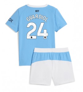 Manchester City Josko Gvardiol #24 Jalkapallovaatteet Lasten Kotipeliasu 2025-26 Lyhythihainen (+ Lyhyet housut)